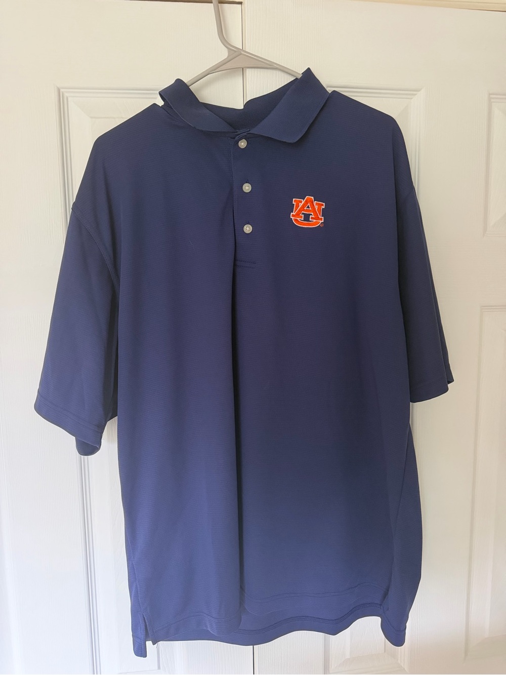 PGA Tour Navy Polo with Orange Auburn Logo